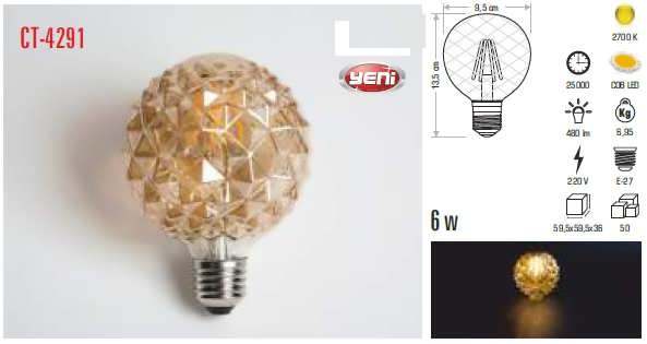 Rustik Led Ampul 6W E27