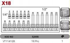 1/2'' - 1/4'' LOKMALI TORX UÇ TAKIMI VT114128