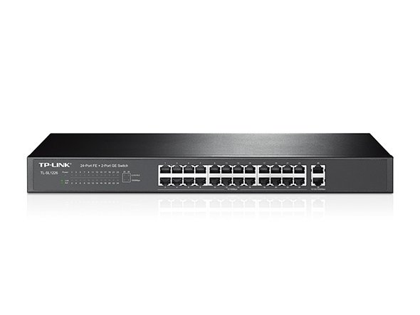 24-Port 10/100Mbps + 2-Port Gigabit Rackmount Switch