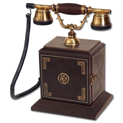 Kapaklı Deri Konak Ahşap Telefon
