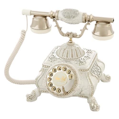 Meltem Ç.Beyaz Gümüş Varaklı Taşlı Telefon