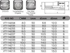1/4'' 6 Köşe Derin Lokma Anahtar VT114204
