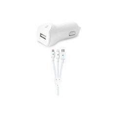 ttec SpeedCharger Araç Şarj Aleti 2.1A Trio Kablolu Beyaz - 2CKS01UT