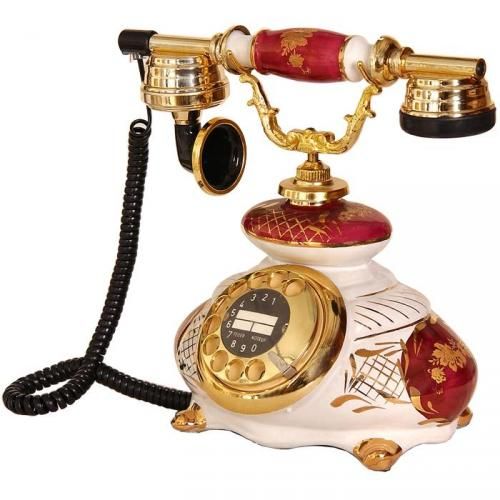 İtalyan Porselen Bordo Beyaz Telefon