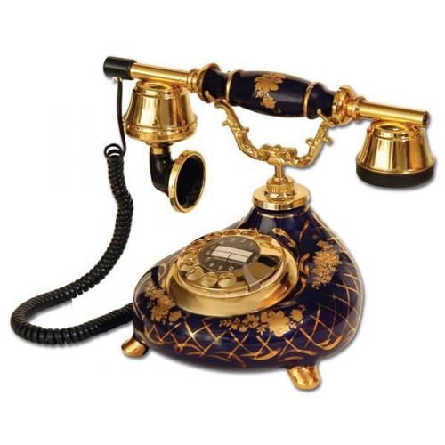 Porselen Damla Kobalt Antik Telefon