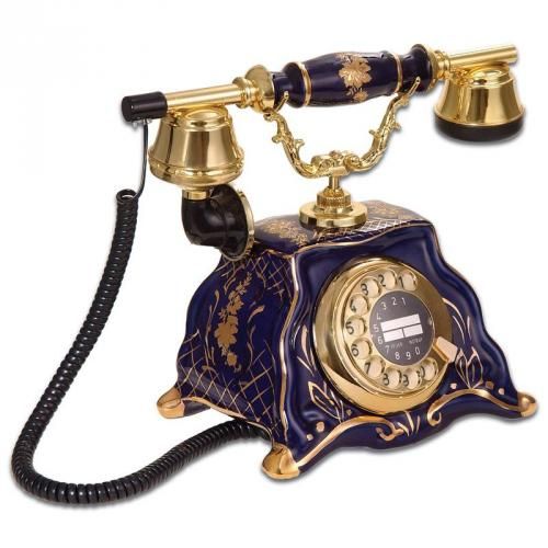 Barok Kobalt Porselen Antik Telefon