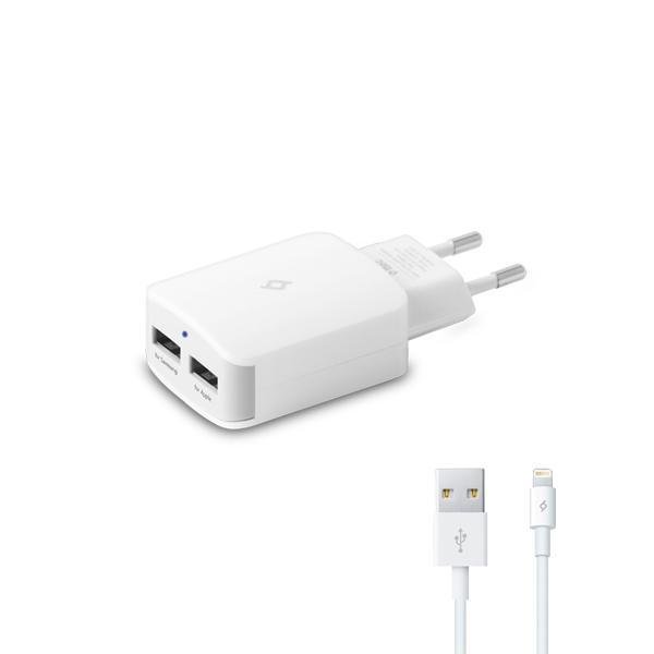 ttec QuickCharger Duo Seyahat Şarj Aleti USB 3.1A (çift kablo) Beyaz - 2SCQ02