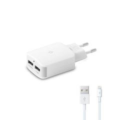 ttec QuickCharger Duo Seyahat Şarj Aleti USB 3.1A (çift kablo) Beyaz - 2SCQ02