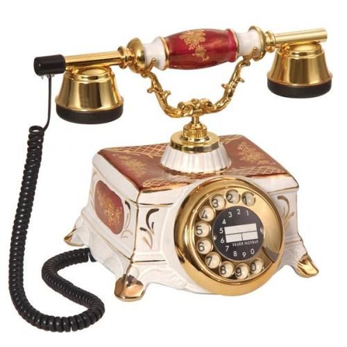 Porselen Bordo Beyaz Şato Telefon