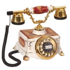 Porselen Bordo Beyaz Şato Telefon