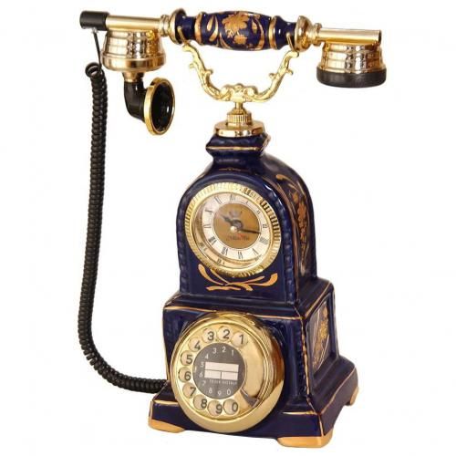Porselen Saatli Kobalt Telefon
