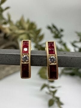 Ruby Pırlantalı Yakut Küpe