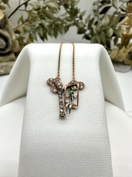 Swing Pırlantalı Zümrüt Kolye