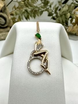 Woman Pırlantalı Zümrüt Kolye