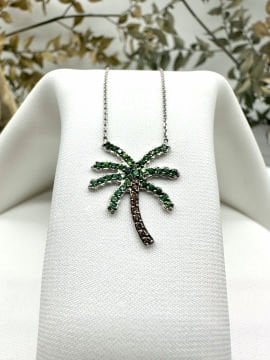 Palm Brown Pırlantalı Zümrüt Kolye