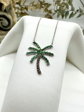 Palm Brown Pırlantalı Zümrüt Kolye