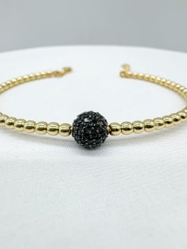 Tess Siyah Pırlantalı Bileklik