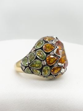 Amor Topaz, Safir ve Pırlantalı Yüzük