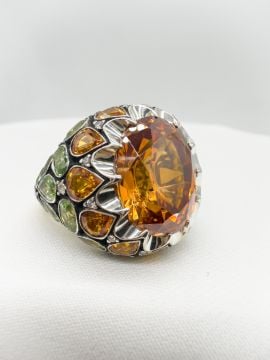 Amor Topaz, Safir ve Pırlantalı Yüzük
