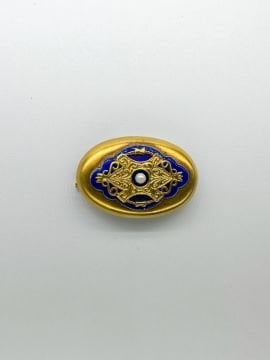 Cam Mine ve İncili Broş