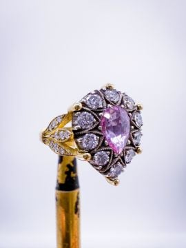Aurora Pırlantalı Pink Safir Yüzük