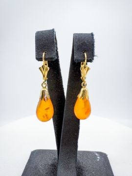 Kehribar Sallantılı Küpe