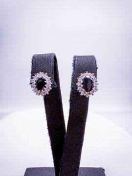 Pırlantalı Safir Küpe