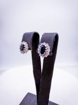 Pırlantalı Safir Küpe