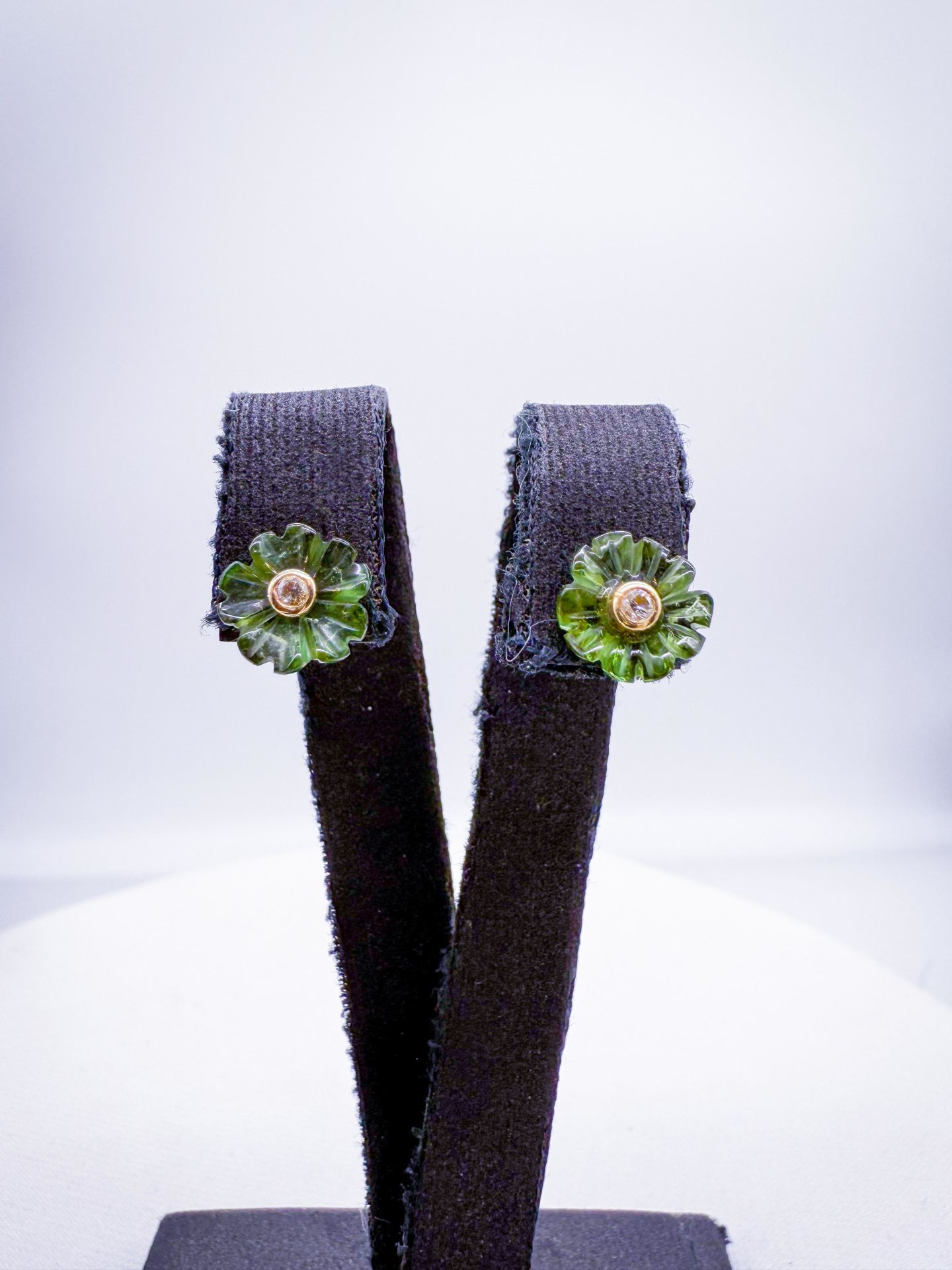 Pırlantalı Peridot Küpe
