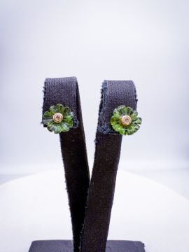 Pırlantalı Peridot Küpe