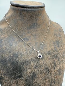 Pırlantalı Safir Kolye