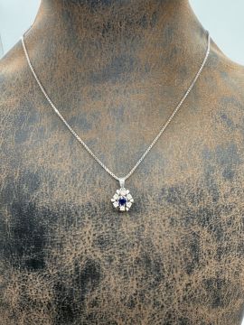 Pırlantalı Safir Kolye