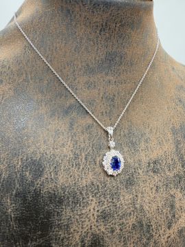 Pırlantalı Safir Kolye