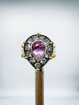 Pırlantalı Pembe Safir Yüzük