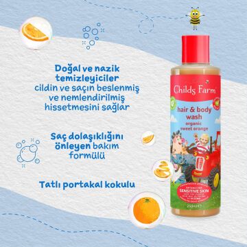 Childs Farm Organik Tatlı Portakal Özlü Çocuk Saç ve Vücut Şampuanı 250ml