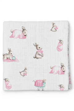 Bébé Lapin Rose Musselin-Babydecke 120x120 cm