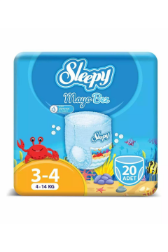 Myminibaby Başlangıç Seviye Yüzme Kolluk-Sleepy Mayo KÜLOT Bez 3-4 Numara Maxi 20 Adet (4-14kg)