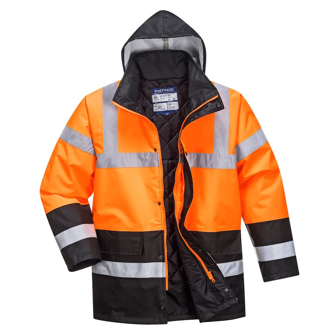 S467 - Hi-Vis Çift Renk Trafik Parka Turuncu/Siyah