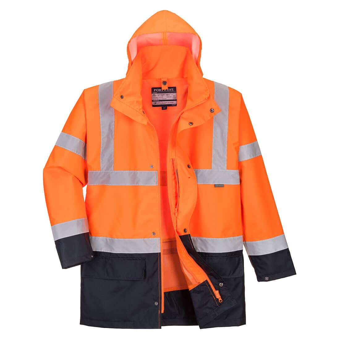 S766 - Temel 5-in-1 Çift Renk Hi-Vis Ceket Turuncu/Lacivert
