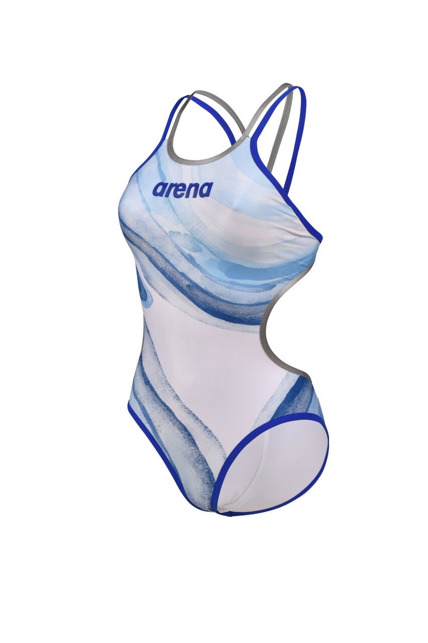 W ARENA ONE DREAMS DOUBLE CROSS BACK / NEON BLUE-SILVER-WHITE MULTI KADIN YÜZÜCÜ MAYOSU