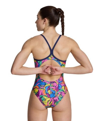 WOMEN'S ARENA ROSE PARADE SWIMSUIT LIGHT / FREAK ROSE MULTI-NAVY