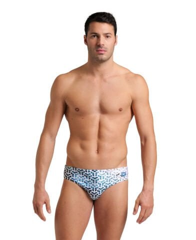 MEN'S ARENA PLANET WATER SWIM BRIEFS / WHITE MULTI