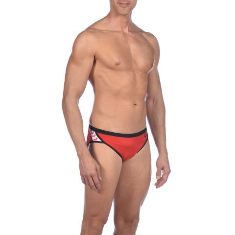 M TEAM STRIPE BRIEF ERKEK YÜZÜCÜ MAYOSU /   RED BLACK