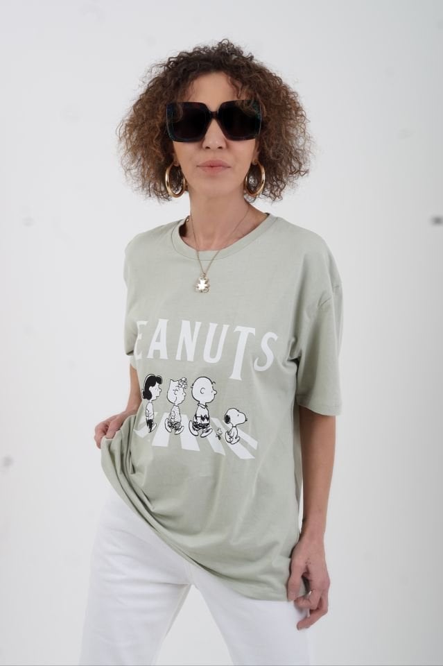 Mint Snoopy Baskılı Oversize Tshirt