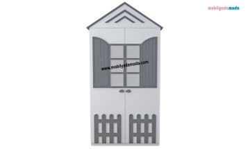 Özel Tasarım 2 Kapılı Montessori Dolabı, Ev Çatılı Dolap