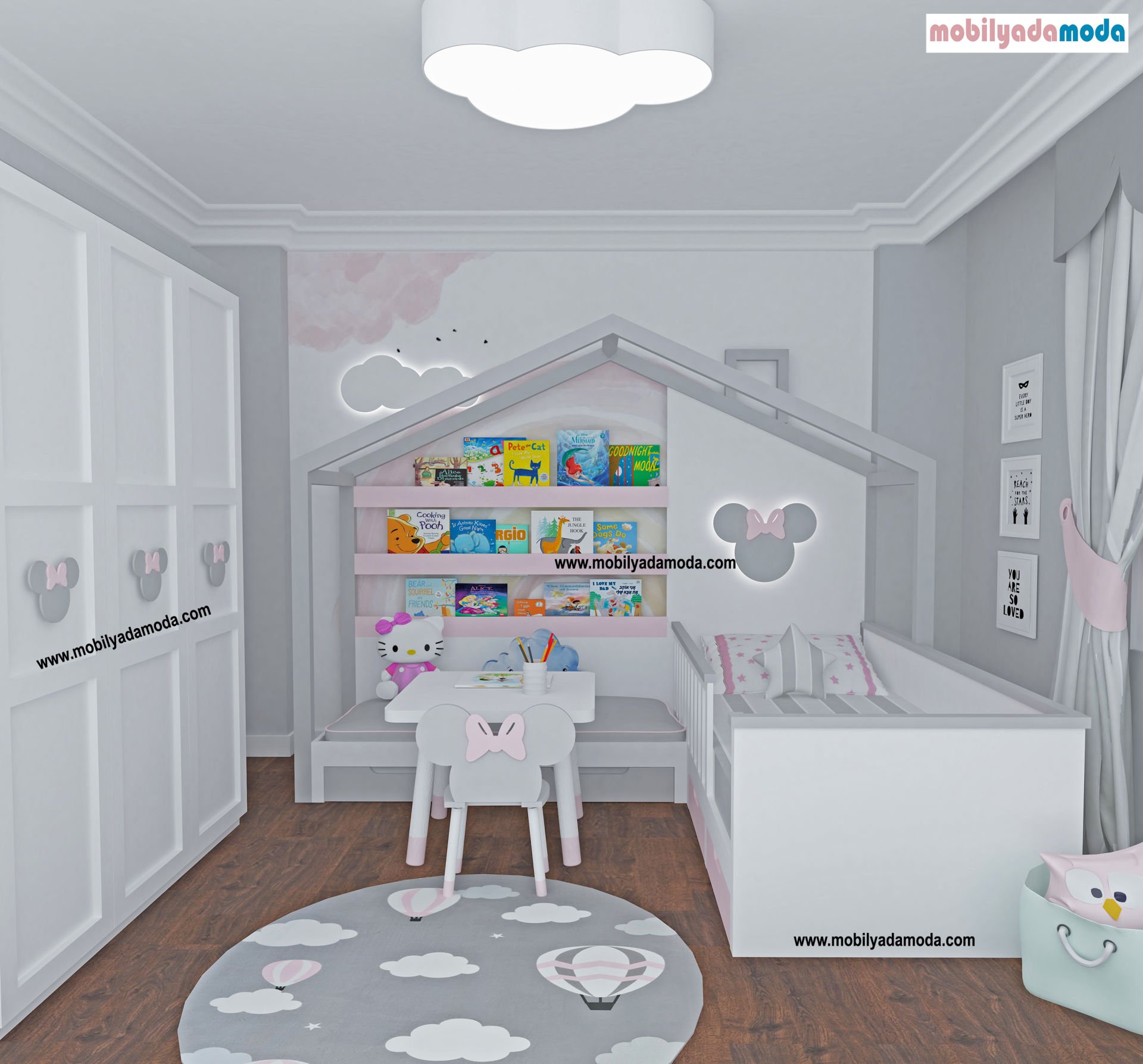 En Kullanışlı Montessori Çocuk Odaları- Aktivite Masalı Minnie'li Montessori Odası