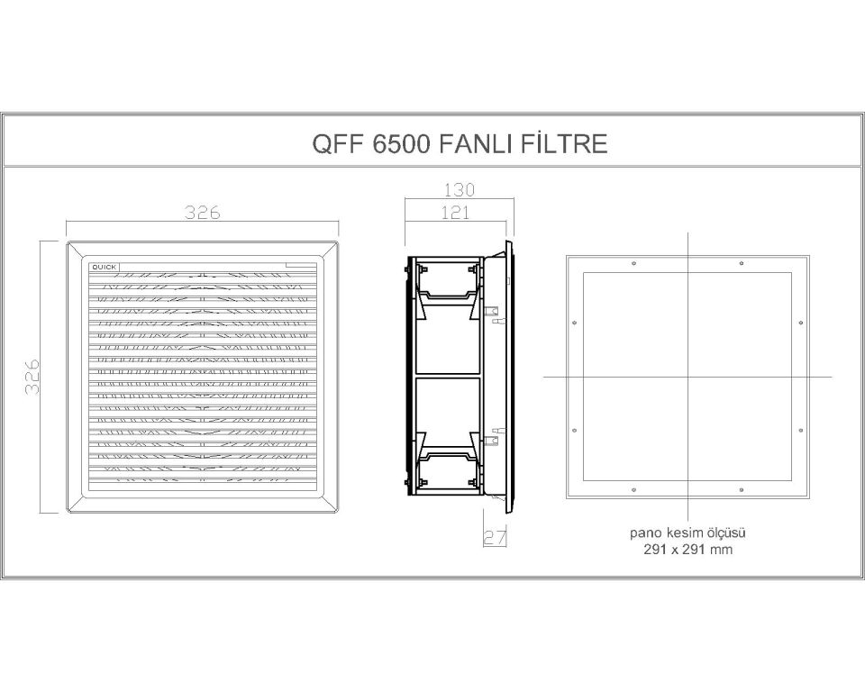 FULL 6500 Fanlı Filtreli Pano Menfezi | 1450 m3 | IP54