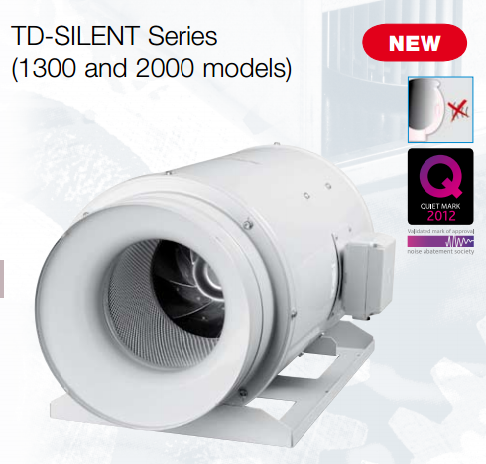 td-silent 2000/315 1760 m3/h, 33/39db metal gövde yuvarlak kanal tipi fan