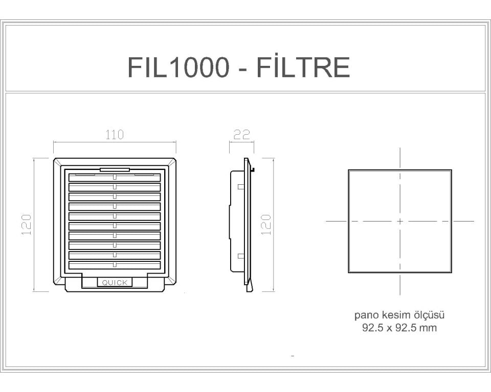 Fil-1000 Pano Havalandırma Menfezi | 110x120 | Filtreli