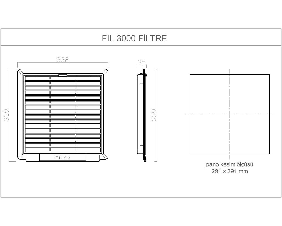 Fil-3000 | Pano Havalandırma Menfezi | 332x332 | Filtreli